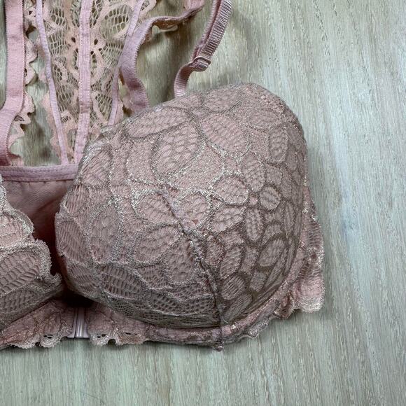 PINK Victoria's Secret Delicate Floral Lace Date Underwire Racerback Bra 32DD - Picture 5 of 10